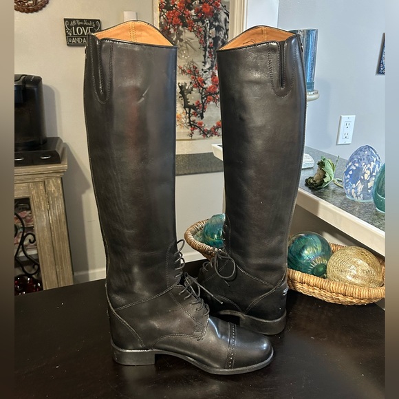 Ariat Black Leather Heritage Contour Field Tall Slim calf Riding Boot size 6.5 - Picture 6 of 13
